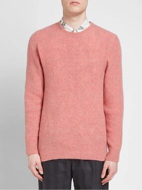 A.P.C. Lorenz Pink Yak Wool Crew Neck Knit Sweater  Large